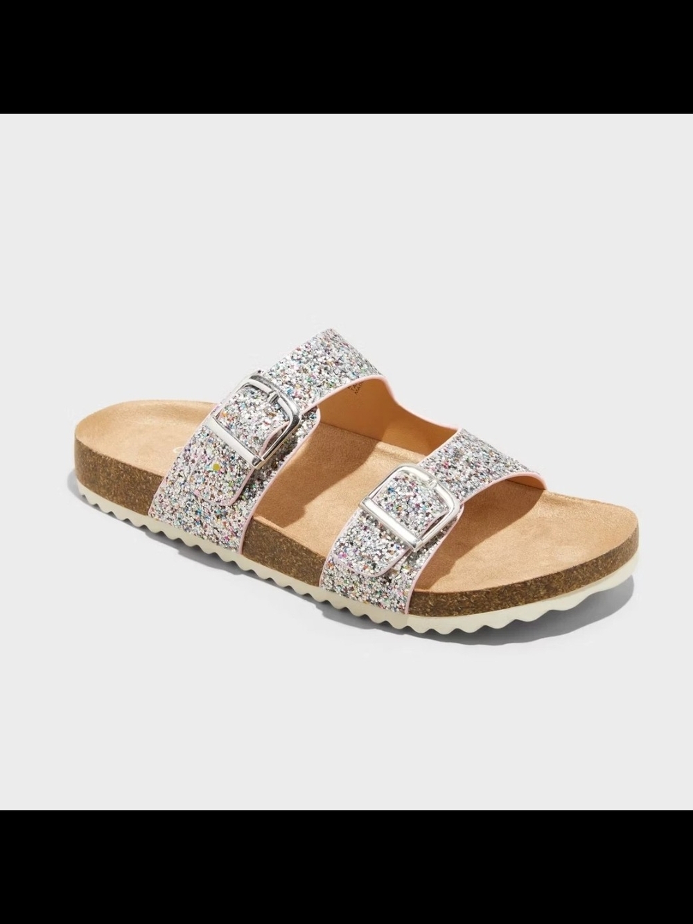 Kids' Drew Footbed Sandals Silver - Cat & Jack - Size 2